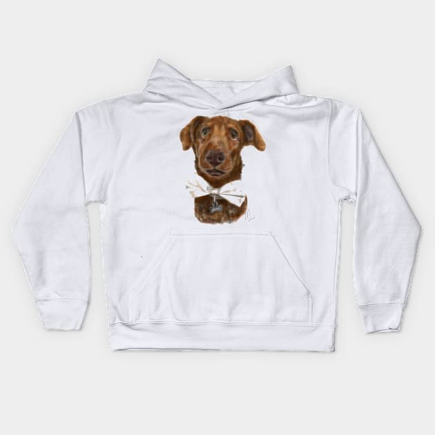 Pooch with a bow tie Kids Hoodie by LITDigitalArt